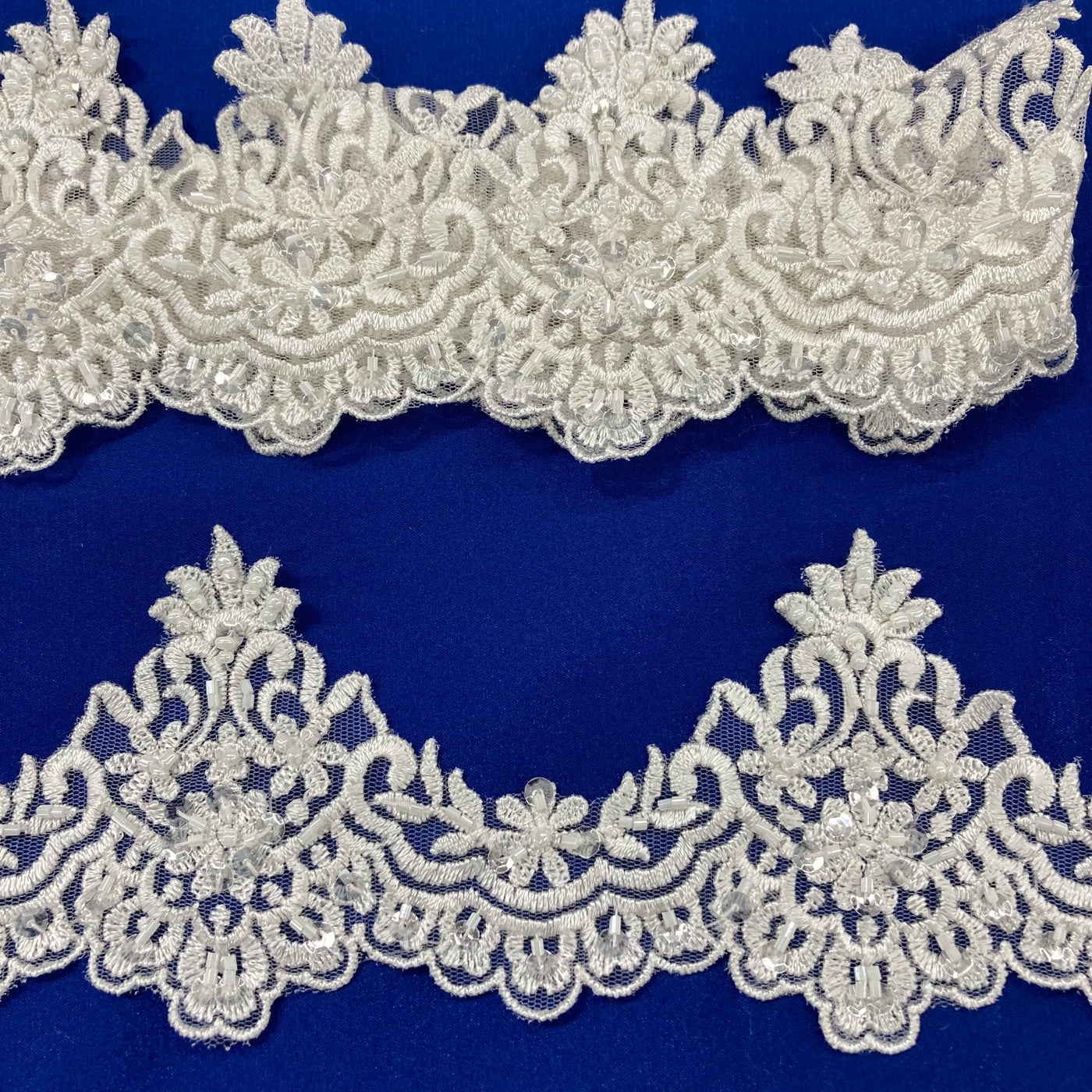 Beaded Lace Trimming Embroidered on 100% Polyester Net Mesh | Lace USA - 21926W/1-BP
