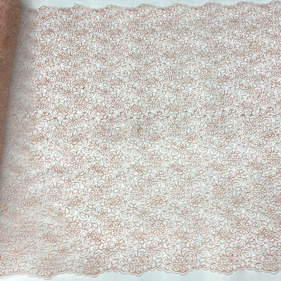 Corded Bridal Lace Fabric Embroidered on 100% Polyester Net Mesh | Lace USA