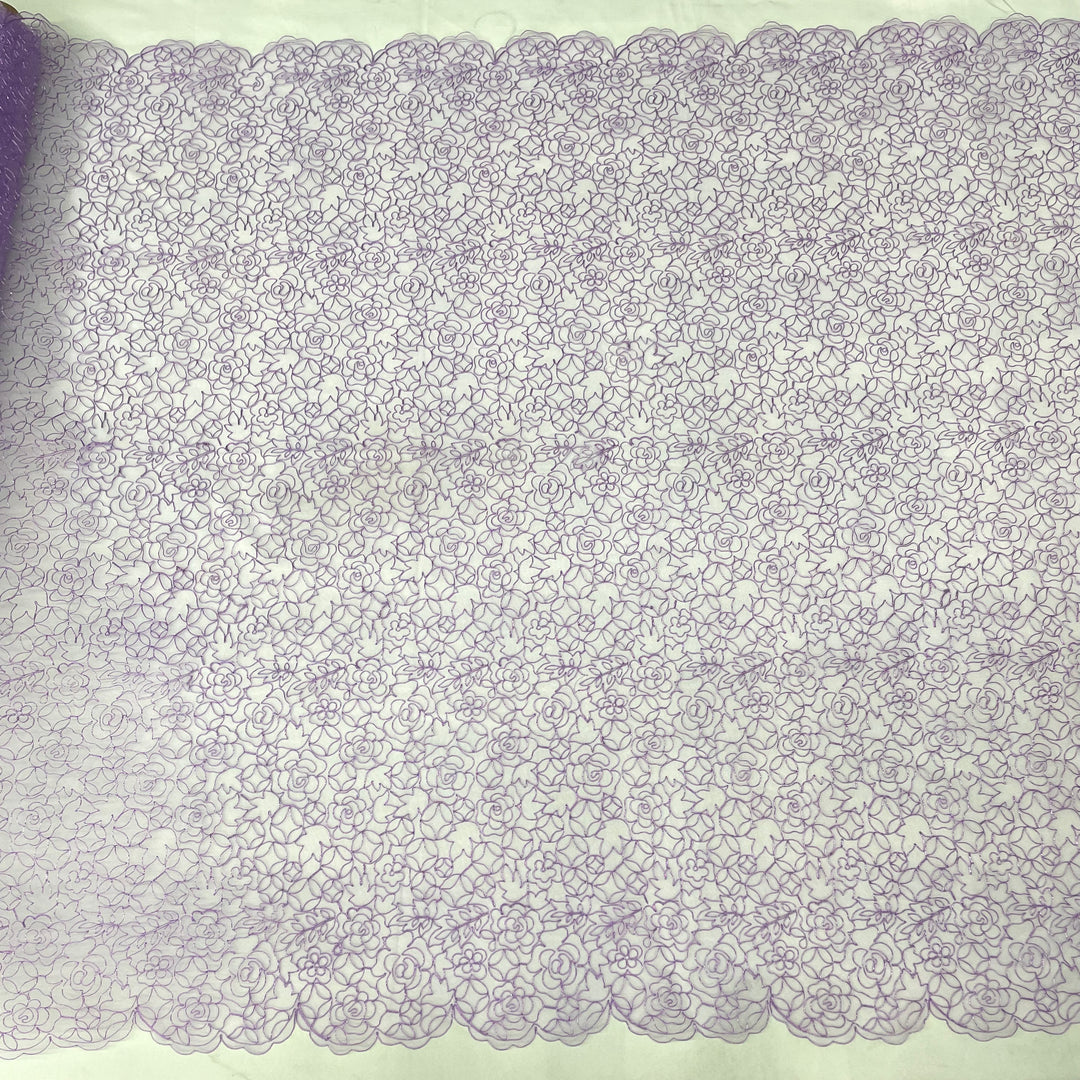 Corded Bridal Lace Fabric Embroidered on 100% Polyester Net Mesh | Lace USA