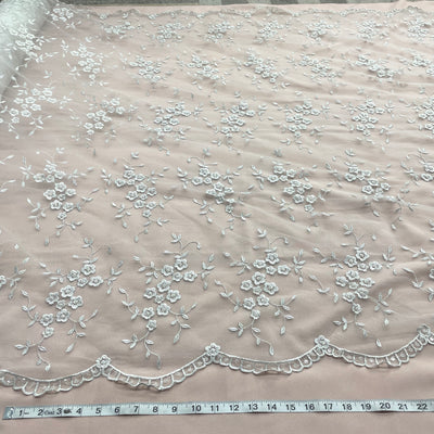 Beaded Lace Fabric Embroidered on 100% Polyester Net Mesh | Lace USA