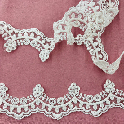 Beaded Lace Trimming Embroidered on 100% Polyester Organza | Lace USA