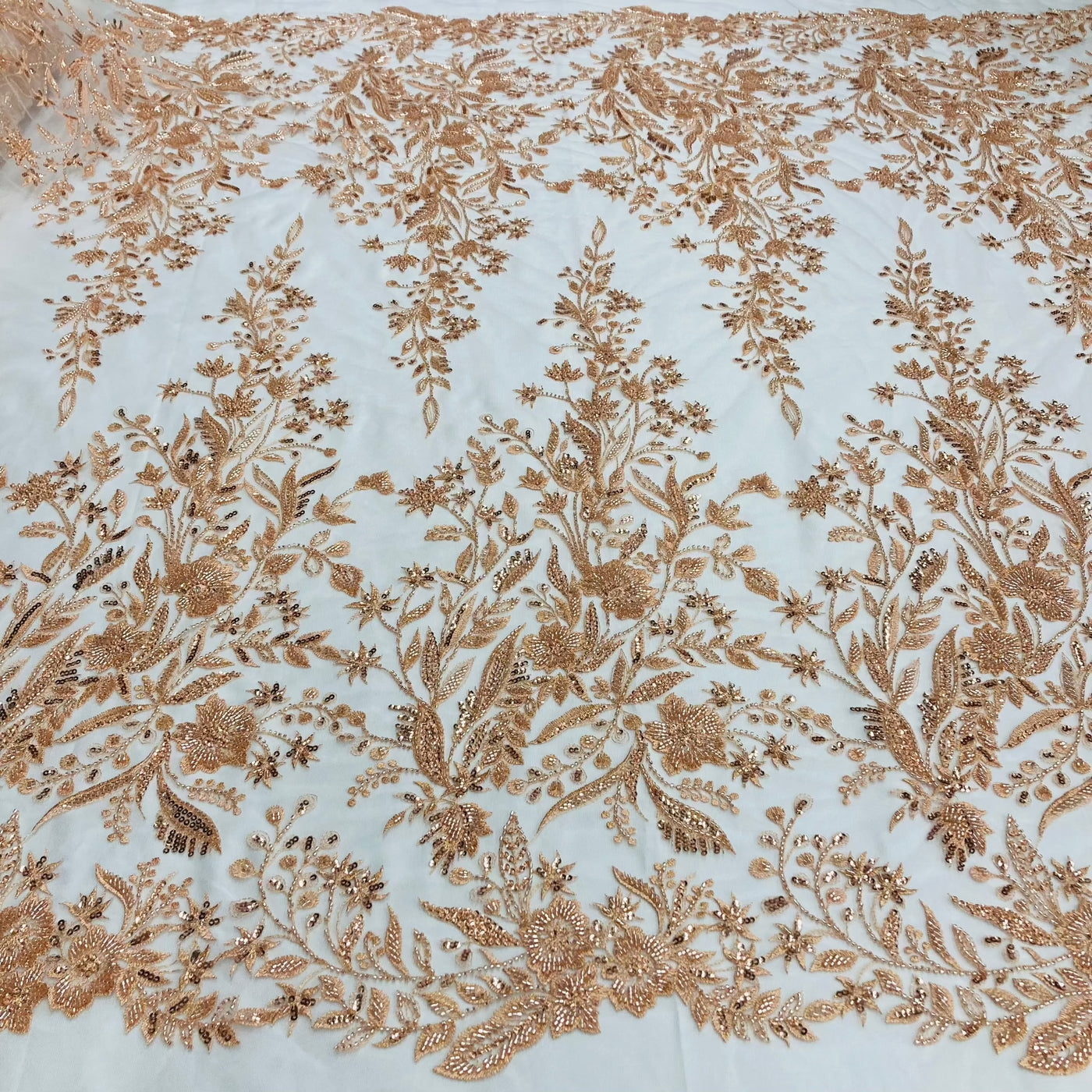 Beaded Lace Fabric Embroidered on 100% Polyester Net Mesh | Lace USA - GD-12992