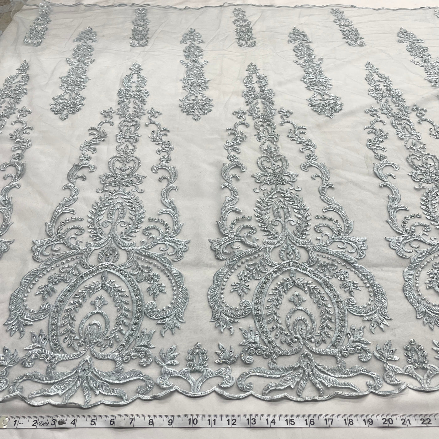 Beaded Lace Fabric Embroidered on 100% Polyester Net Mesh | Lace USA