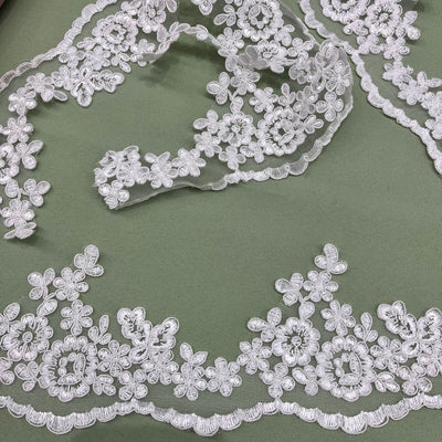 97121W-Corded Lace Trimming Embroidered on 100% Polyester Net Mesh | Lace USA