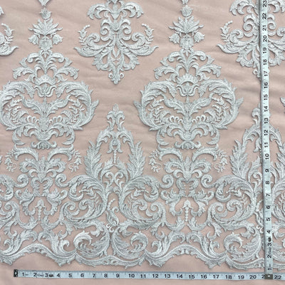 Corded Bridal Lace Fabric Embroidered on 100% Polyester Net Mesh | Lace USA