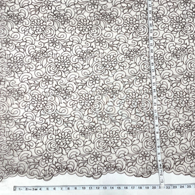 Corded Bridal Lace Fabric Embroidered on 100% Polyester Net Mesh | Lace USA
