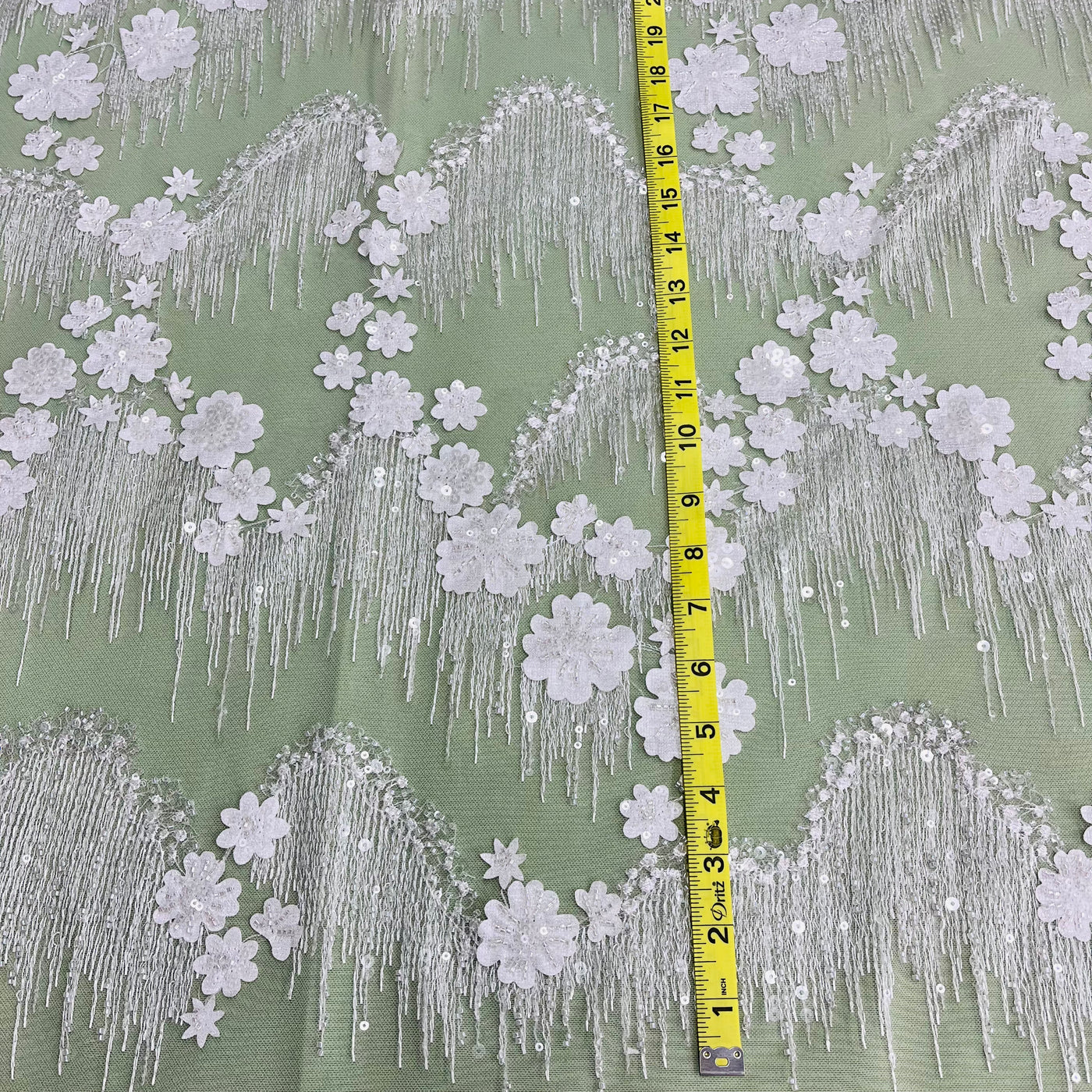 Beaded 3D Floral Lace Fabric Embroidered on 100% Polyester Net Mesh | Lace USA