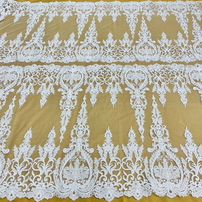 Beaded & Sequined Lace Fabric Embroidered on 100% Polyester Net Mesh | Lace USA