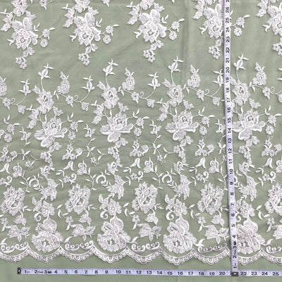 Beaded Lace Fabric Embroidered on 100% Polyester Net Mesh | Lace USA