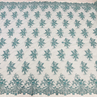 3D Floral Embroidered & Beaded Net Fabric Lace USA