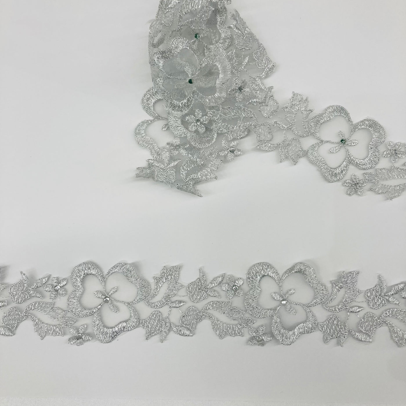 Beaded Lace Trimming Embroidered on 100% Poly. Organza. Lace USA
