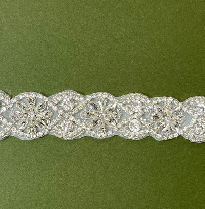 Crystal Floral Bridal Rhinestone Sash Applique | Lace USA