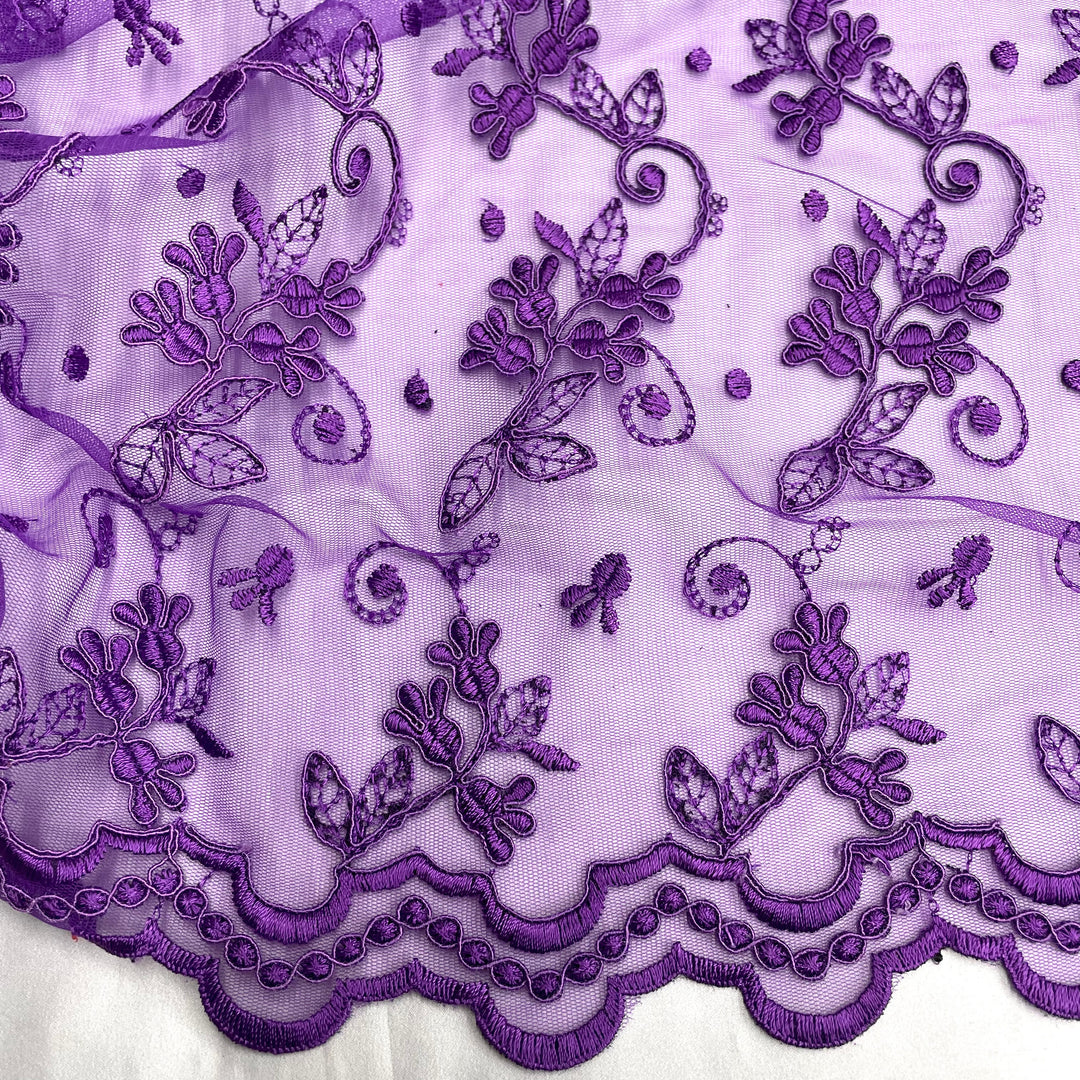 Corded Bridal Lace Fabric Embroidered on 100% Polyester Net Mesh | Lace USA