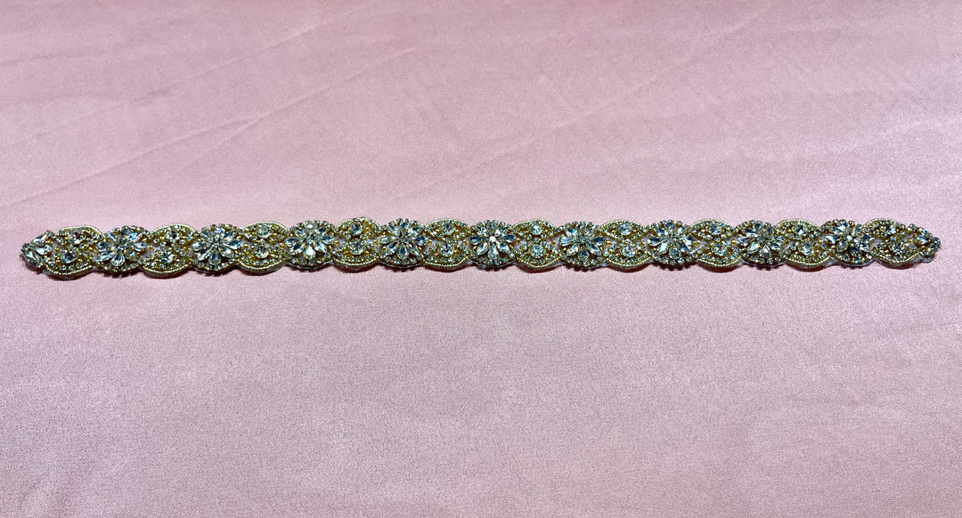 Crystal Floral Bridal Rhinestone Sash Applique | Lace USA