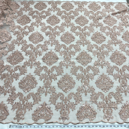 Beaded Lace Fabric Embroidered on 100% Polyester Net Mesh | Lace USA