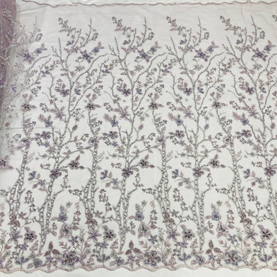 Embroidered & Beaded Net Mesh Fabric with Beads. Lace USA