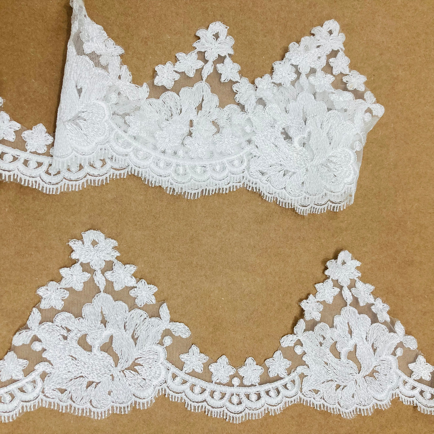 Floral Lace Trimming Embroidered on 100% Polyester Net Mesh | Lace USA - 21842W