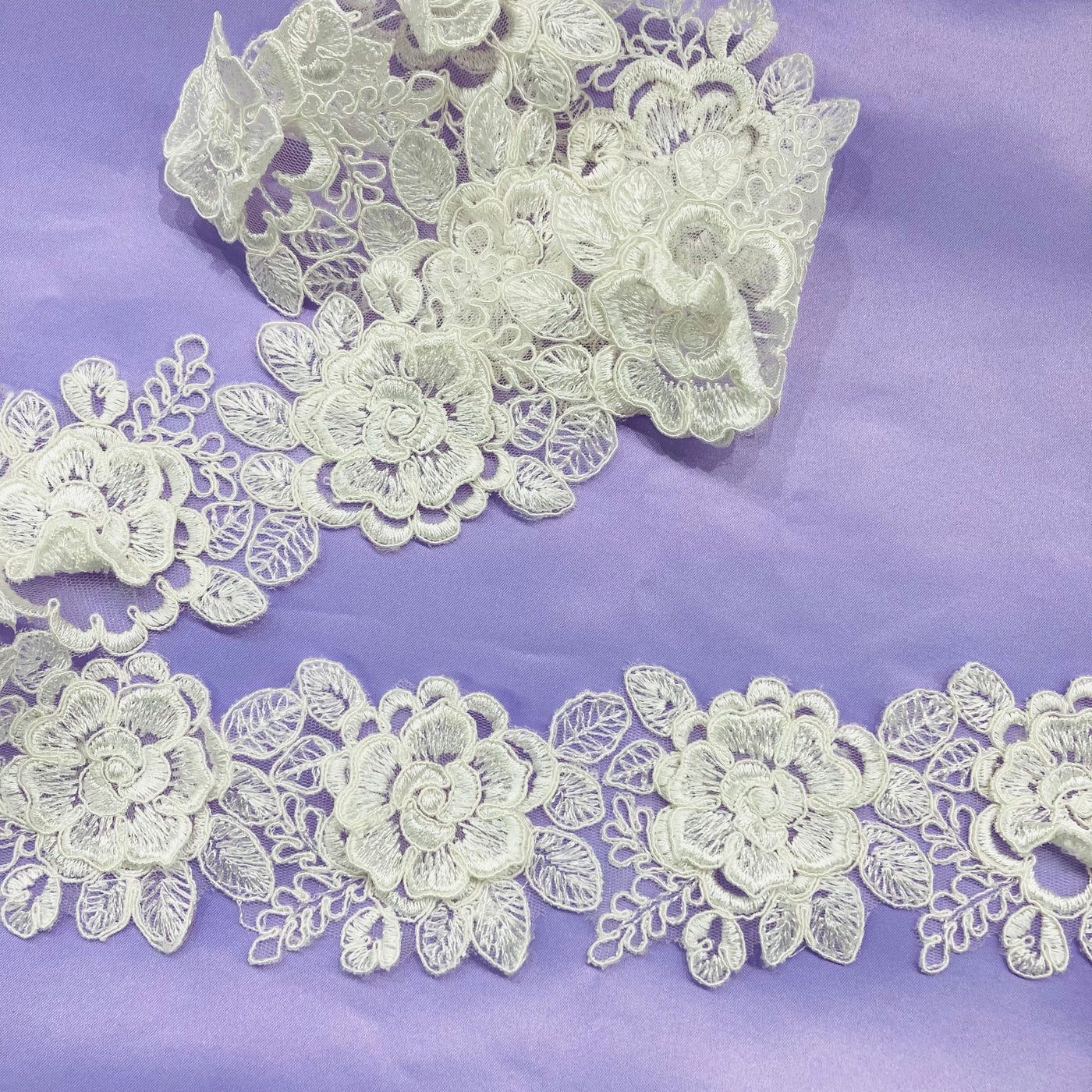 3D Floral Embroidered Trimming. Lace USA