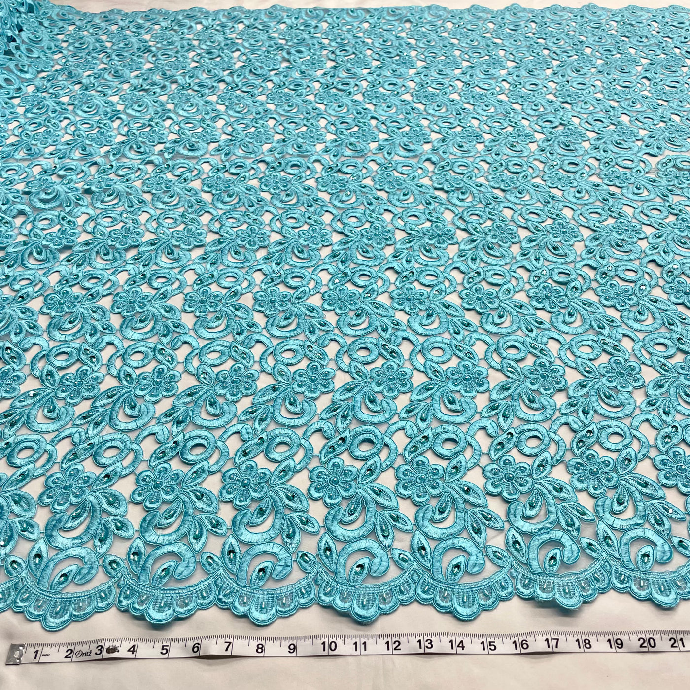 Beaded & Corded Bridal Fabric Lace Embroidered on 100% Polyester Net Mesh | Lace USA