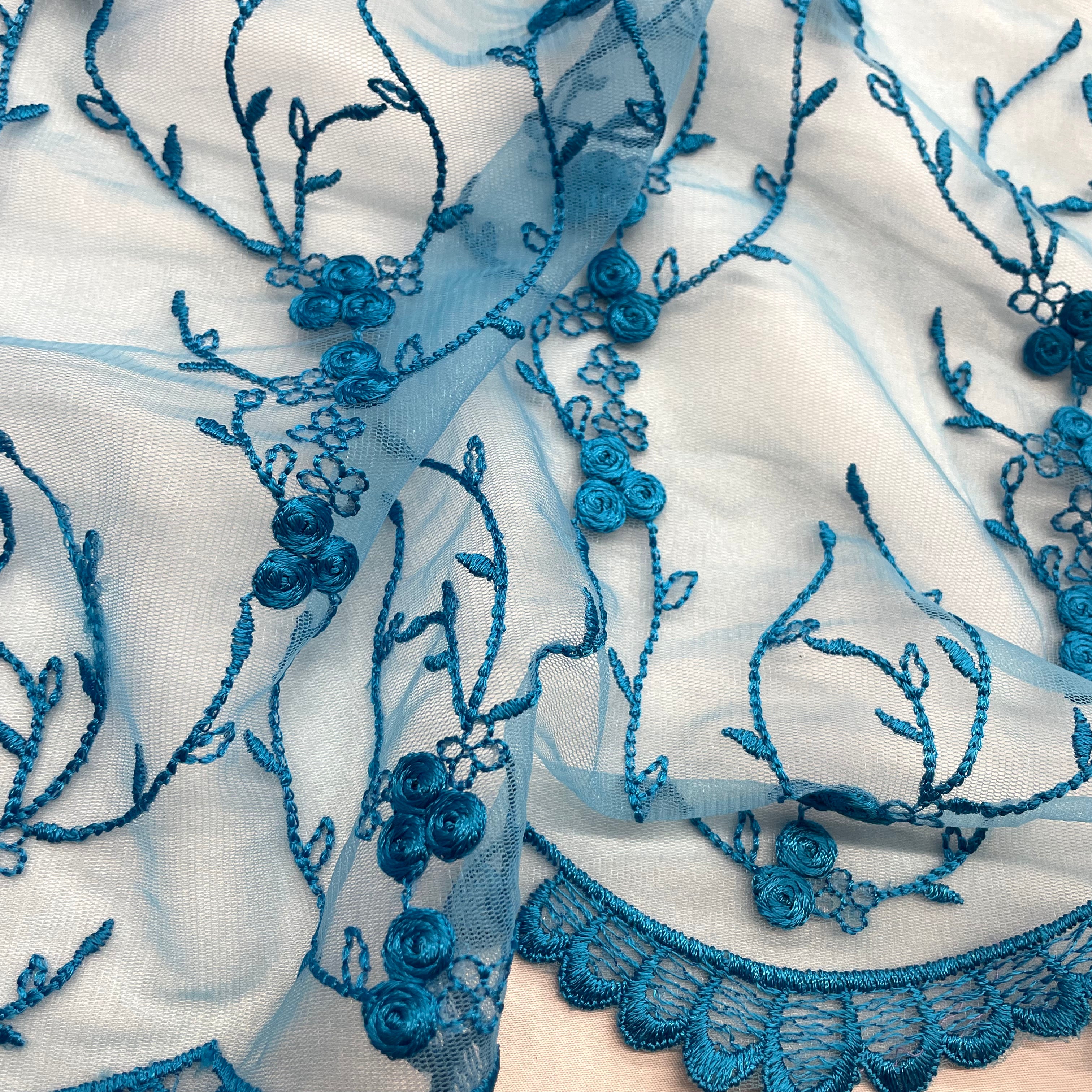 Lace Fabric Embroidered on 100% Polyester Net Mesh | Lace USA - 30837W