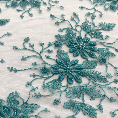 41976W-BP-Beaded Lace Fabric Embroidered on 100% Polyester Net Mesh | Lace USA