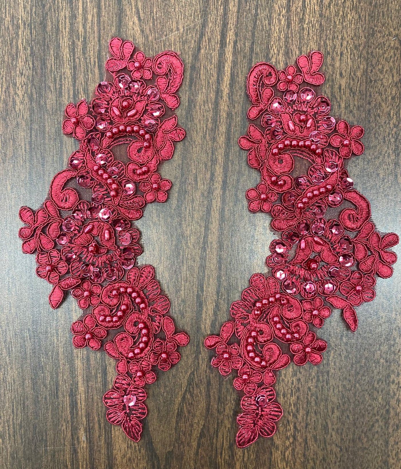 Beaded & Corded Floral Appliqué Lace Embroidered on 100% Polyester Organza or Net Mesh. This can be applied to Theatrical dance ballroom costumes, bridal dresses, bridal headbands endless possibilities.  Sold By Pair.  Lace Usa  Sold in a set of 2.