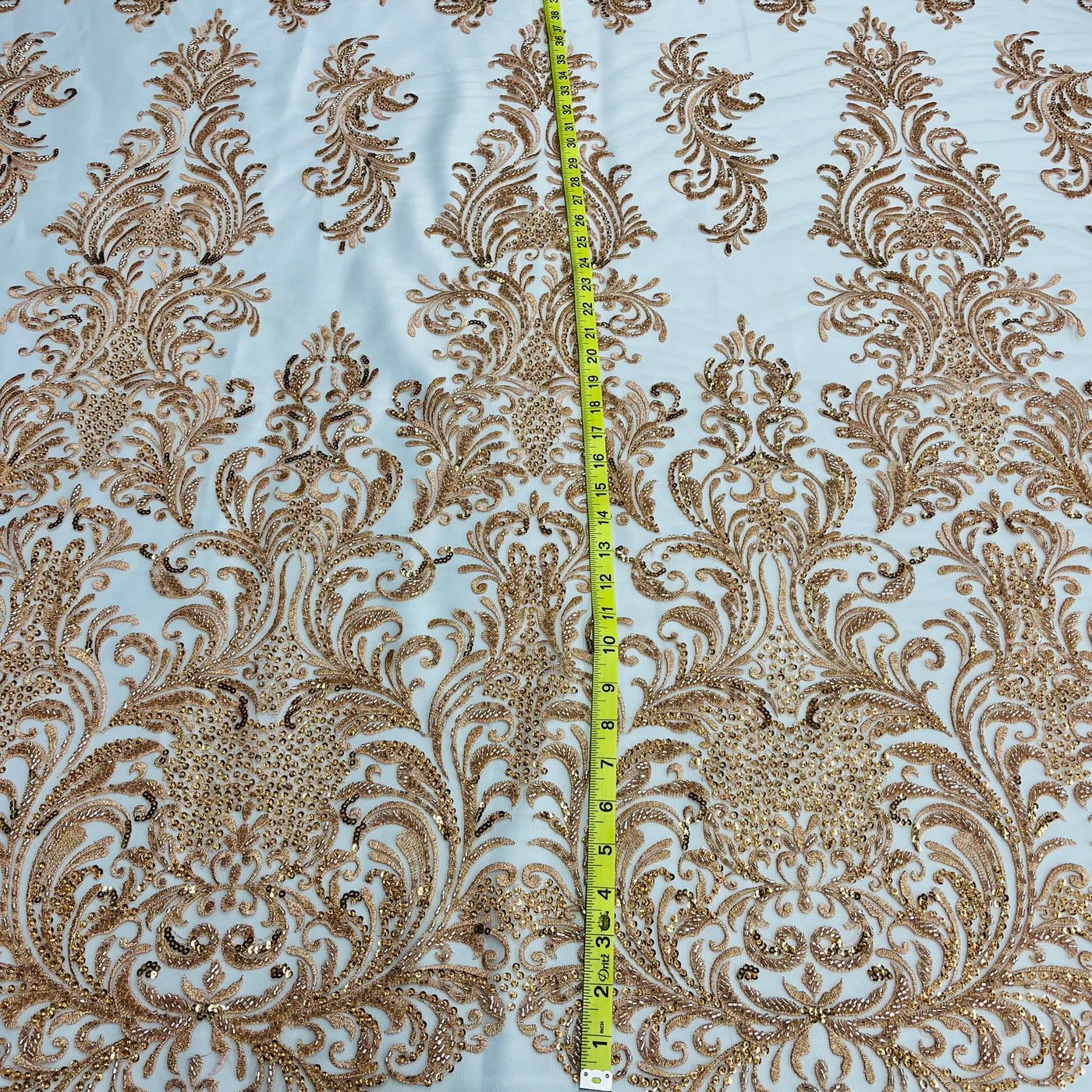 Beaded Lace Fabric Embroidered on 100% Polyester Net Mesh | Lace USA-GD-13267
