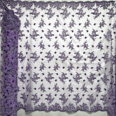 Corded Bridal Lace Fabric Embroidered on 100% Polyester Net Mesh | Lace USA