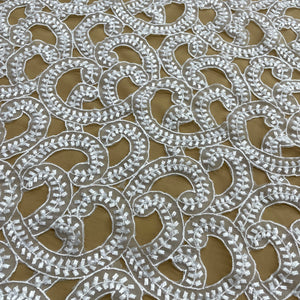 Beaded Lace Fabric Embroidered on 100% Polyester Organza | Lace USA