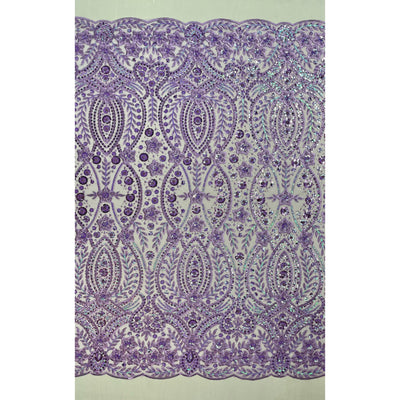 Beaded and Sequined 3D Floral Sparkling Lace Fabric Embroidered on 100% Polyester Net Mesh| Lace USA