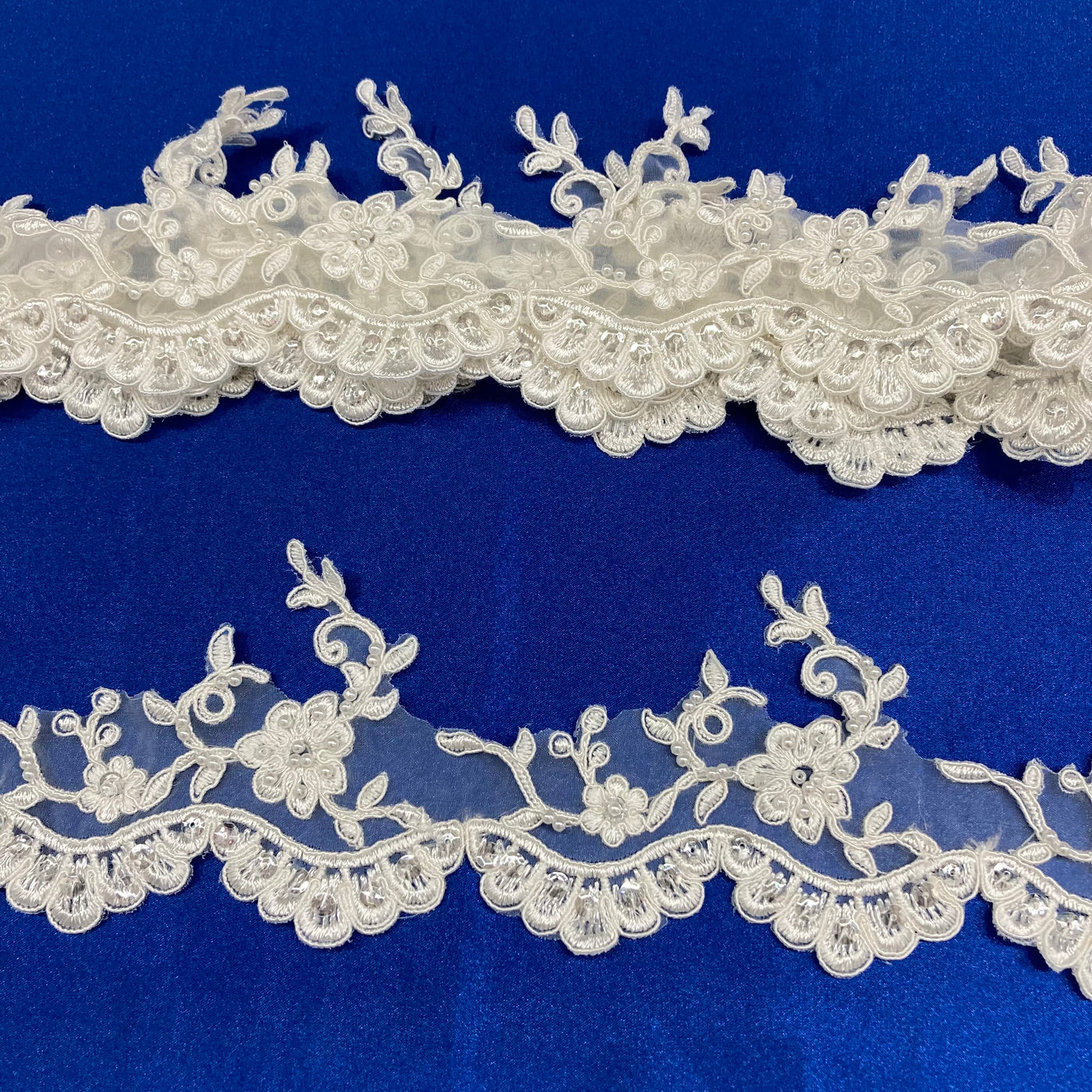 Beaded & Corded Lace Trimming Embroidered on 100% Polyester. Lace Usa