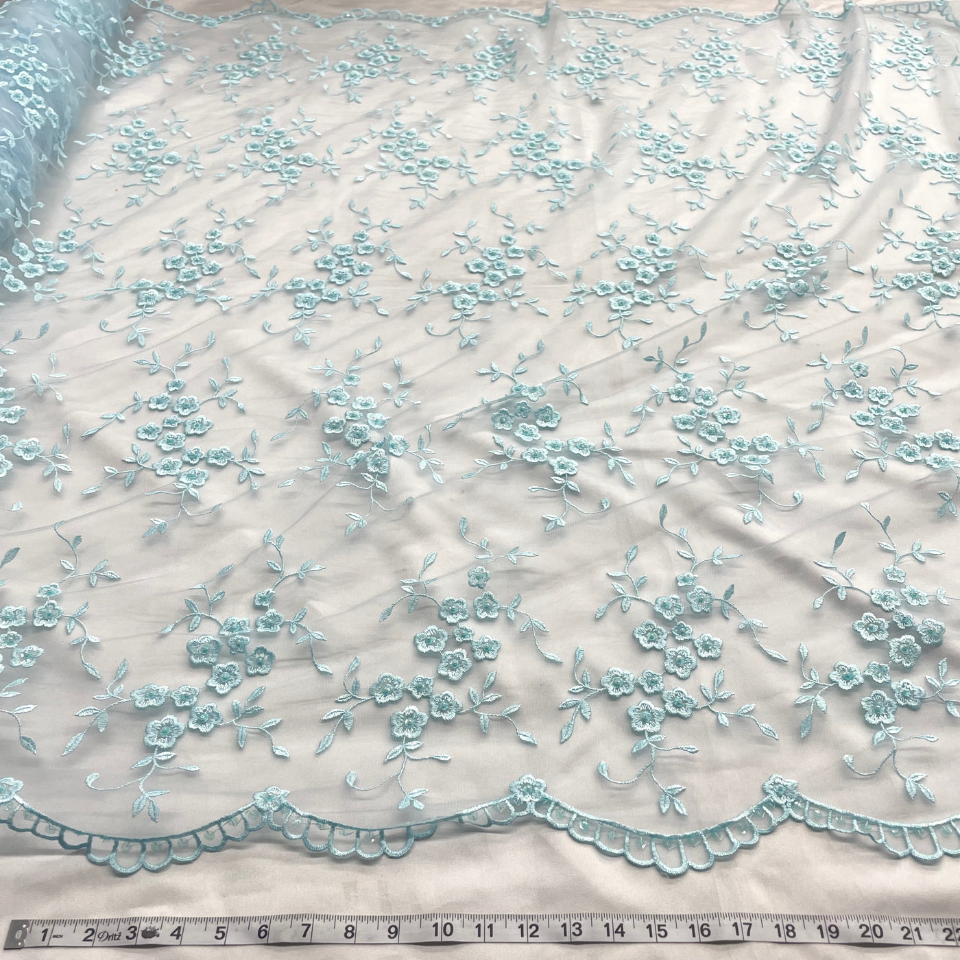 Beaded Lace Fabric Embroidered on 100% Polyester Net Mesh | Lace USA