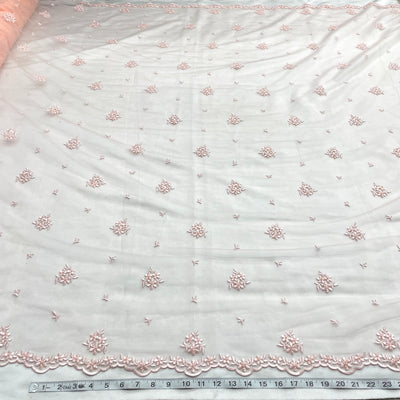 Beaded Lace Fabric Embroidered on 100% Polyester Net Mesh | Lace USA