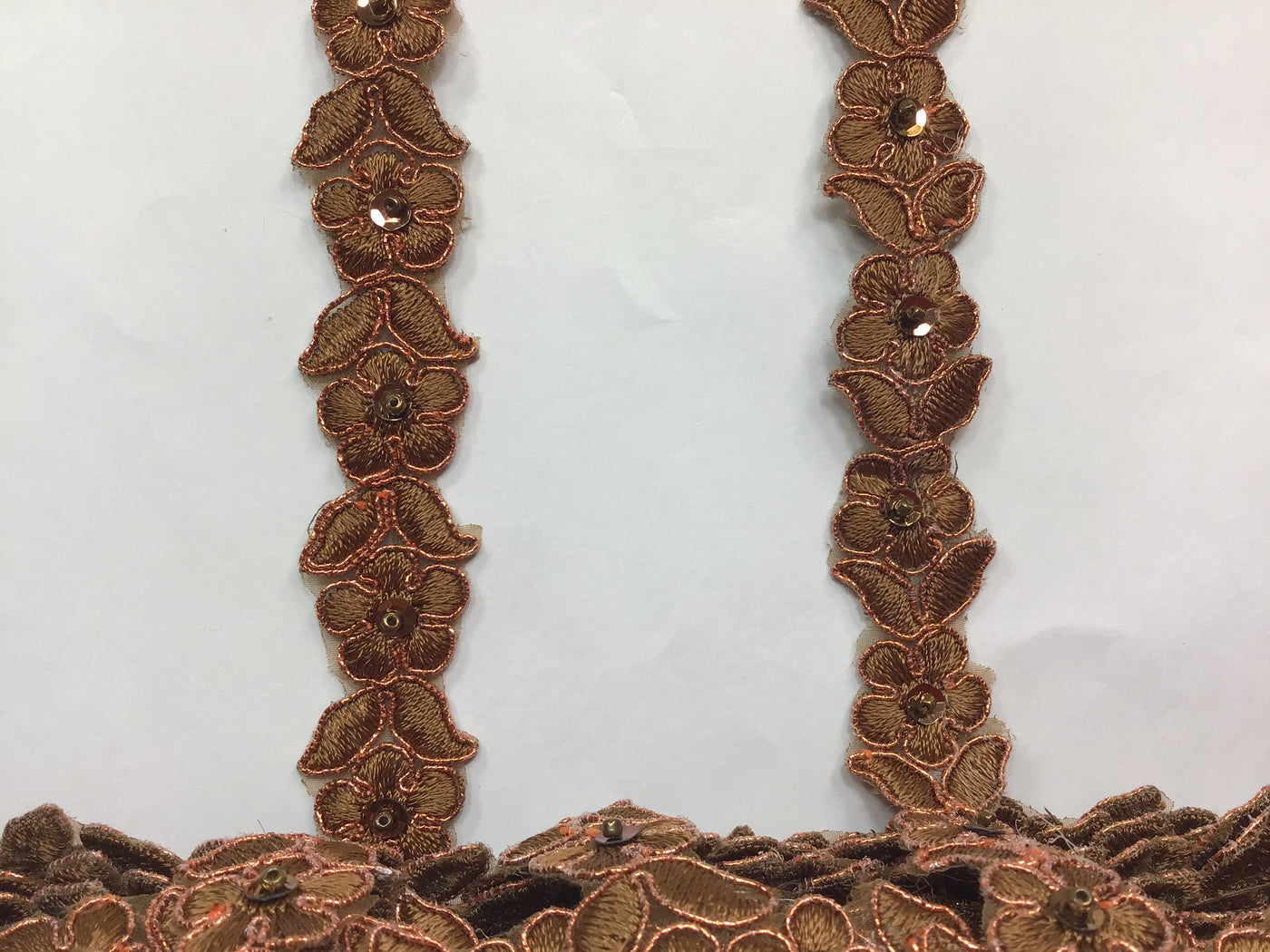 Corded, Beaded & Embroidered Brown Trimming. Lace Usa