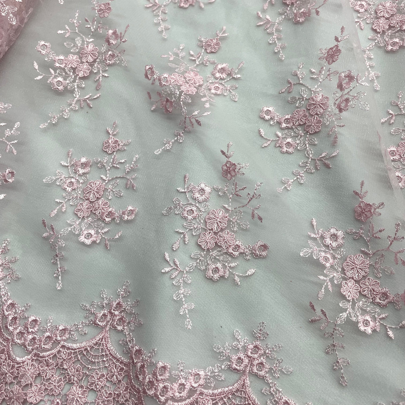 Lace Fabric Embroidered on 100% Polyester Net Mesh | Lace USA