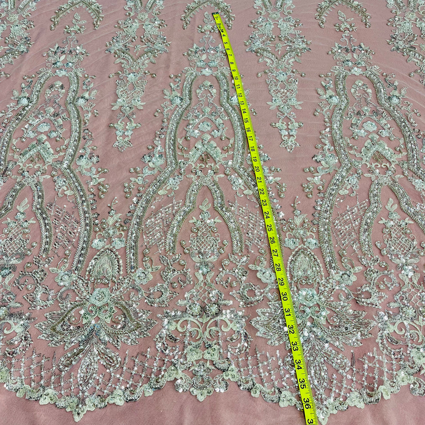 Beaded Lace Fabric Embroidered on 100% Polyester Net Mesh | Lace USA