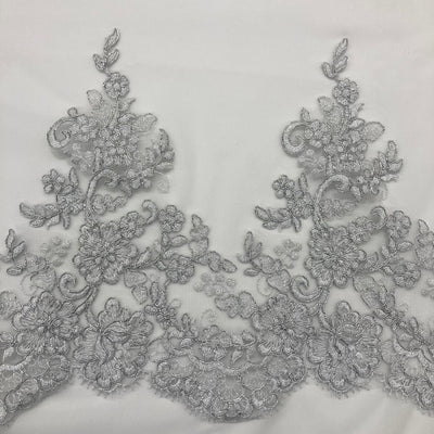 Corded Lace Trimming Embroidered on 100% Polyester Net Mesh. Lace USA
