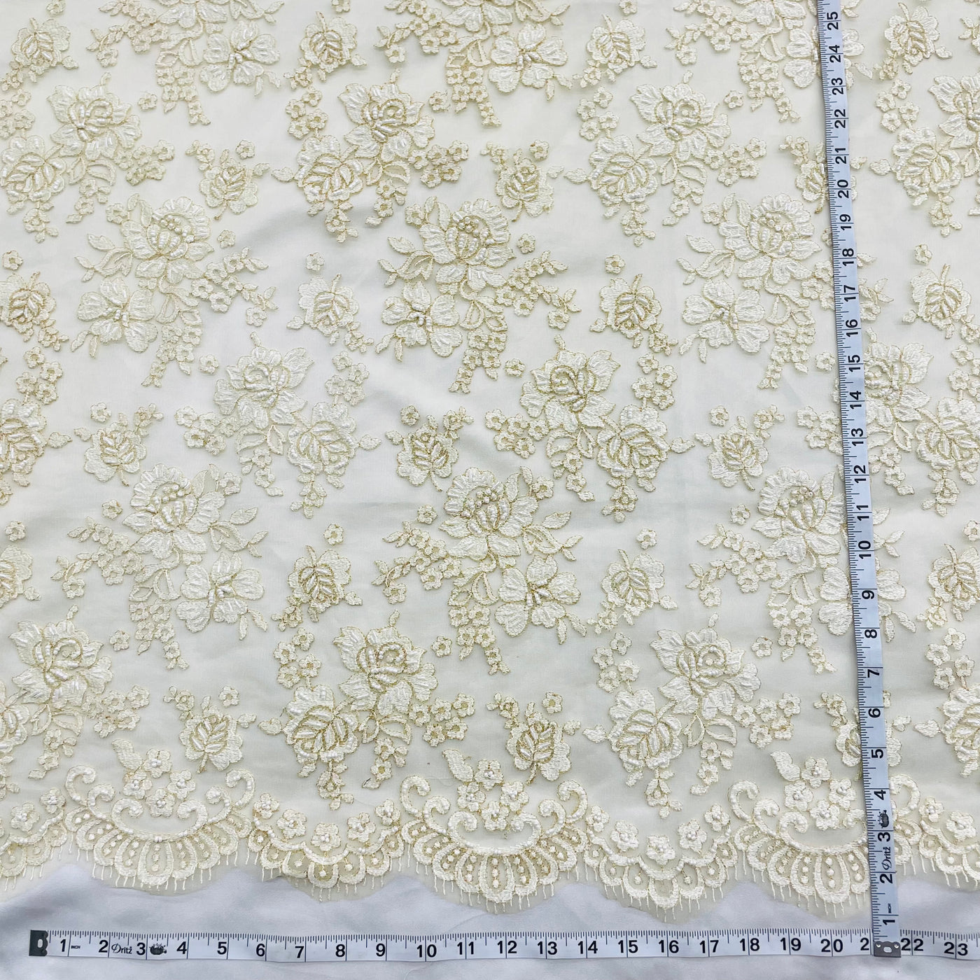 Beaded Lace Fabric Embroidered on 100% Polyester Net Mesh | Lace USA