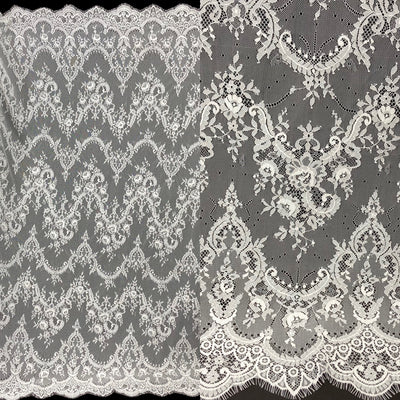 Chantilly Embroidered Lace Fabric with Eyelash Scallop | Lace USA