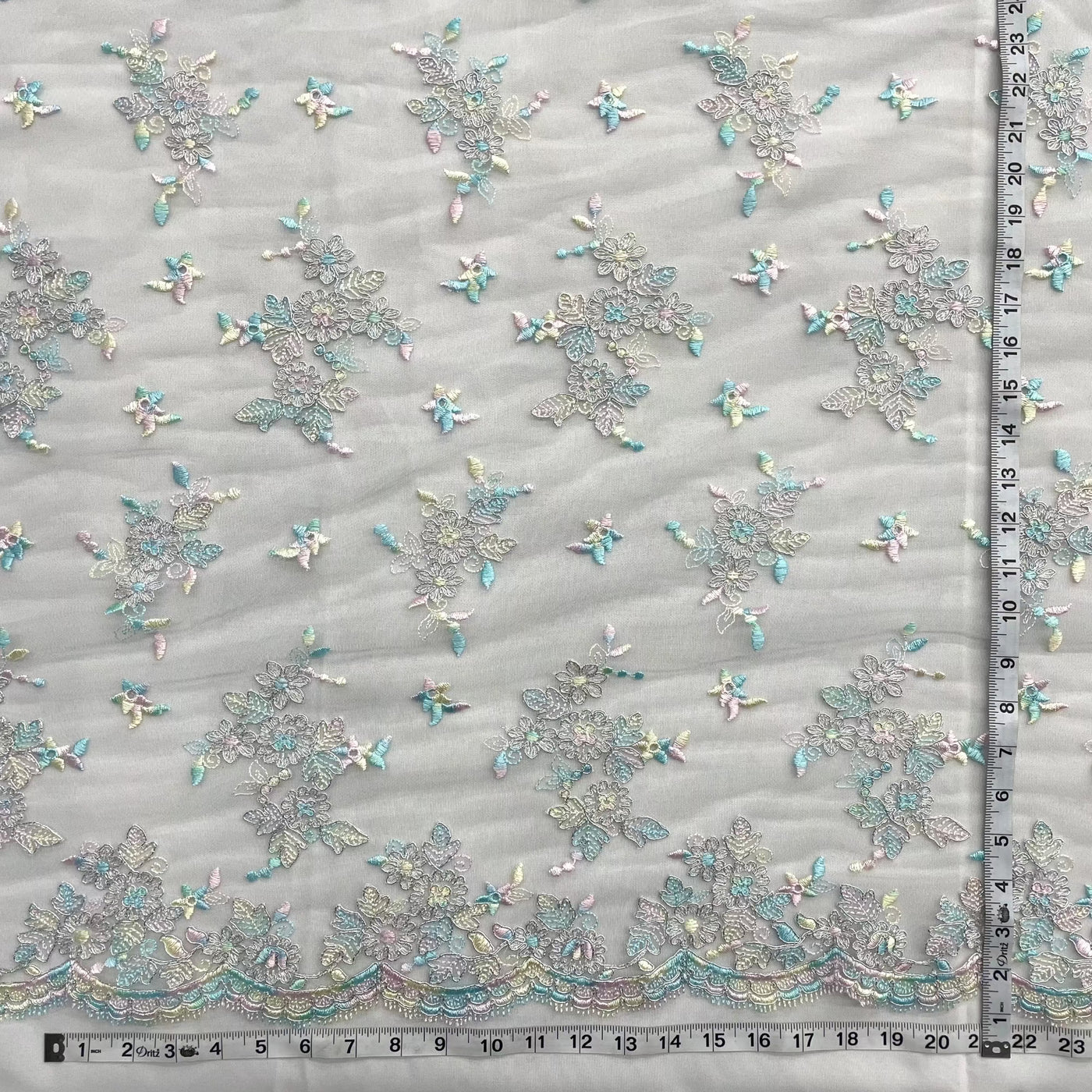 Corded Bridal Lace Fabric Embroidered on 100% Polyester Net Mesh | Lace USA