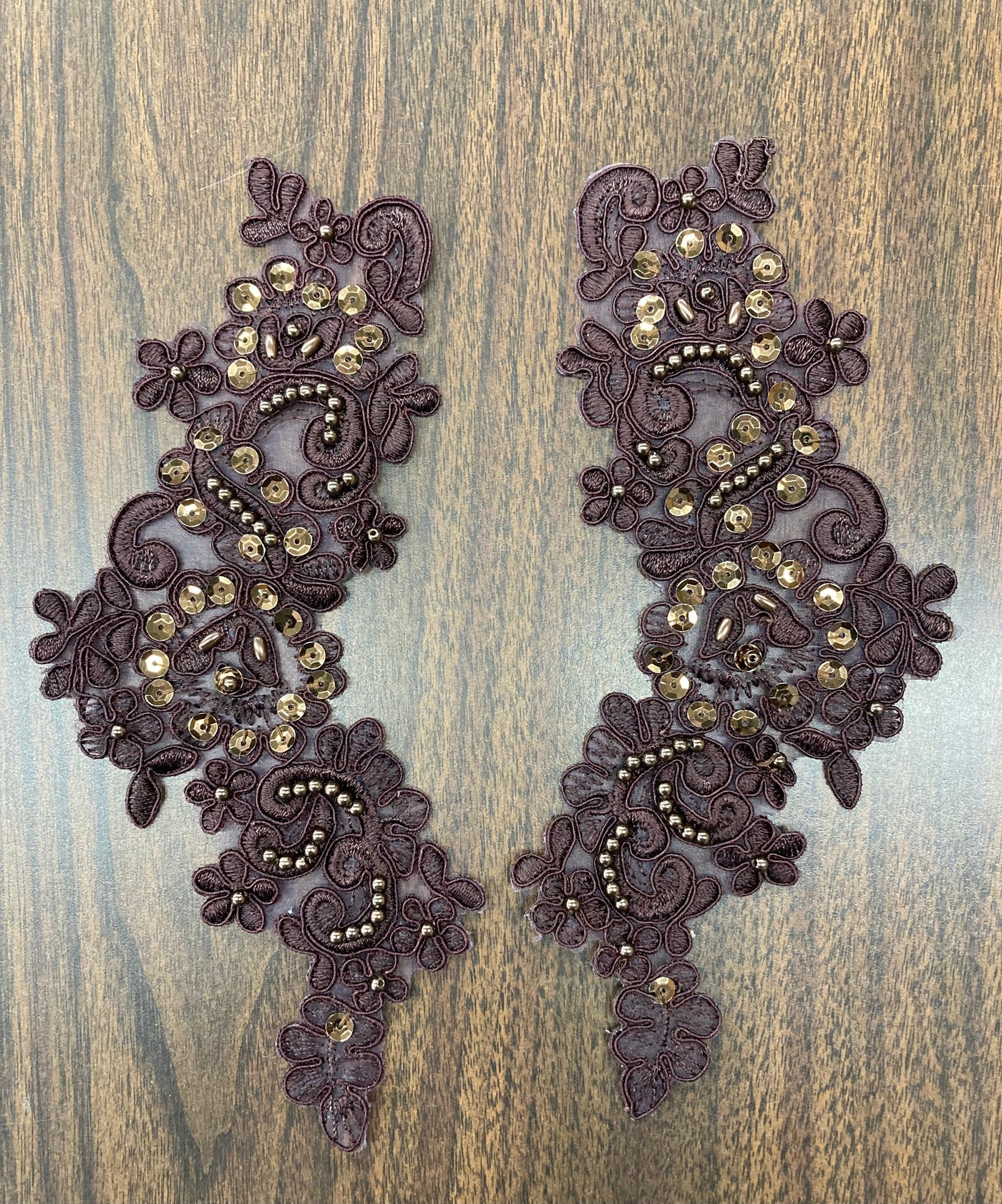 Beaded & Corded Floral Appliqué Lace Embroidered on 100% Polyester Organza or Net Mesh. This can be applied to Theatrical dance ballroom costumes, bridal dresses, bridal headbands endless possibilities.  Sold By Pair.  Lace Usa  Sold in a set of 2.