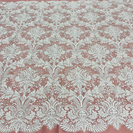 Beaded Lace Fabric Embroidered on 100% Polyester Net Mesh | Lace USA