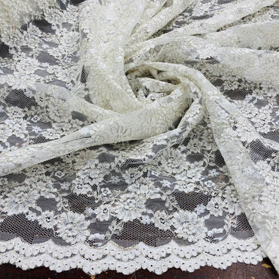 Corded Bridal Lace Fabric Embroidered on 100% Polyester Net Mesh | Lace USA