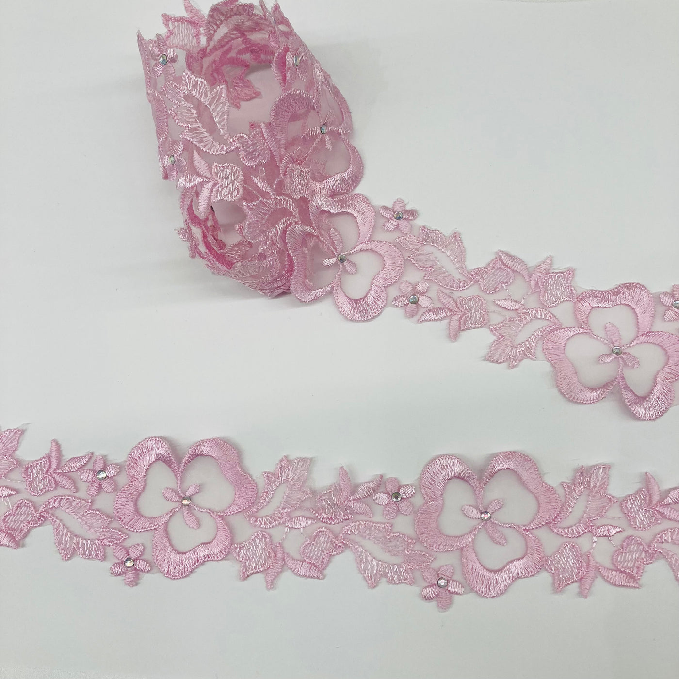 Beaded Lace Trimming Embroidered on 100% Poly. Organza. Lace USA