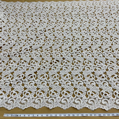 Beaded & Corded Bridal Fabric Lace Embroidered on 100% Polyester Net Mesh | Lace USA