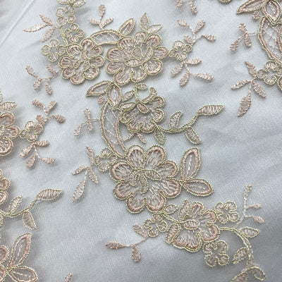 Corded Bridal Lace Fabric Embroidered on 100% Polyester Net Mesh | Lace USA