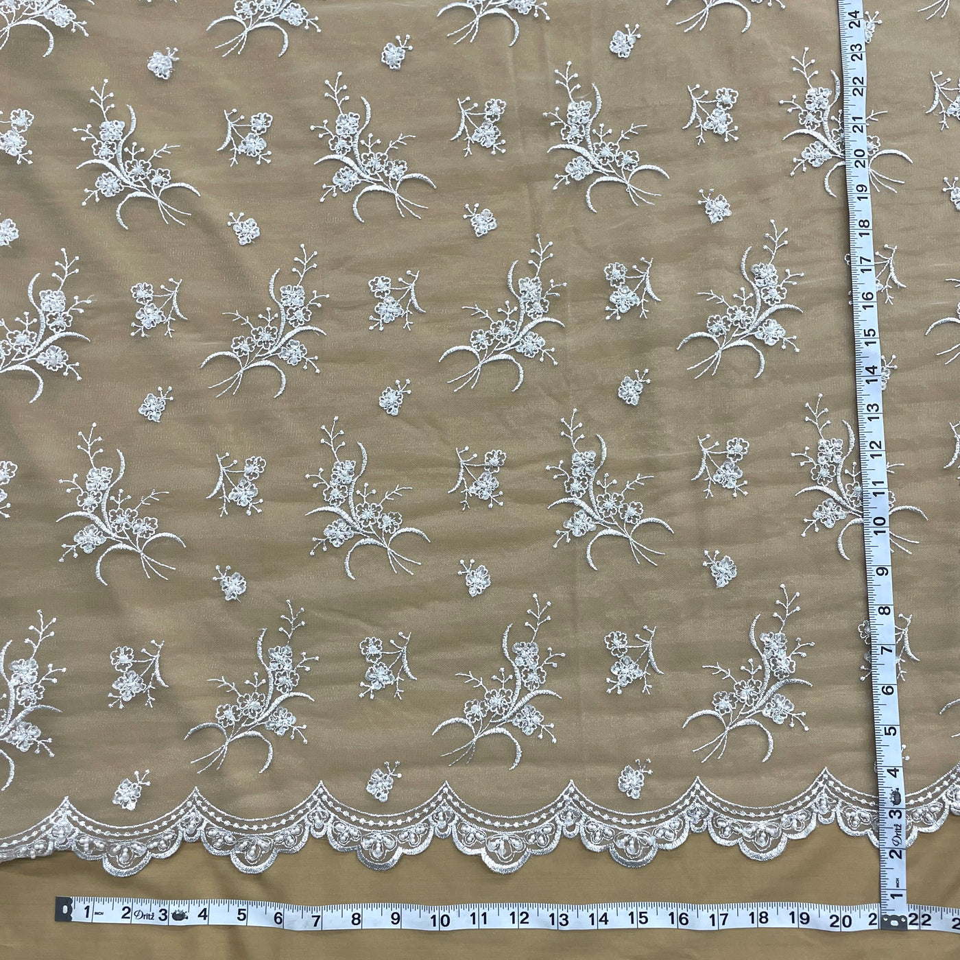 Beaded Lace Fabric Embroidered on 100% Polyester Net Mesh | Lace USA