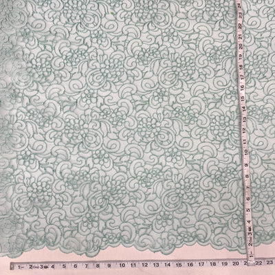 Corded Bridal Lace Fabric Embroidered on 100% Polyester Net Mesh | Lace USA
