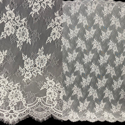 Chantilly Embroidered Lace Fabric with Eyelash Scallop | Lace USA