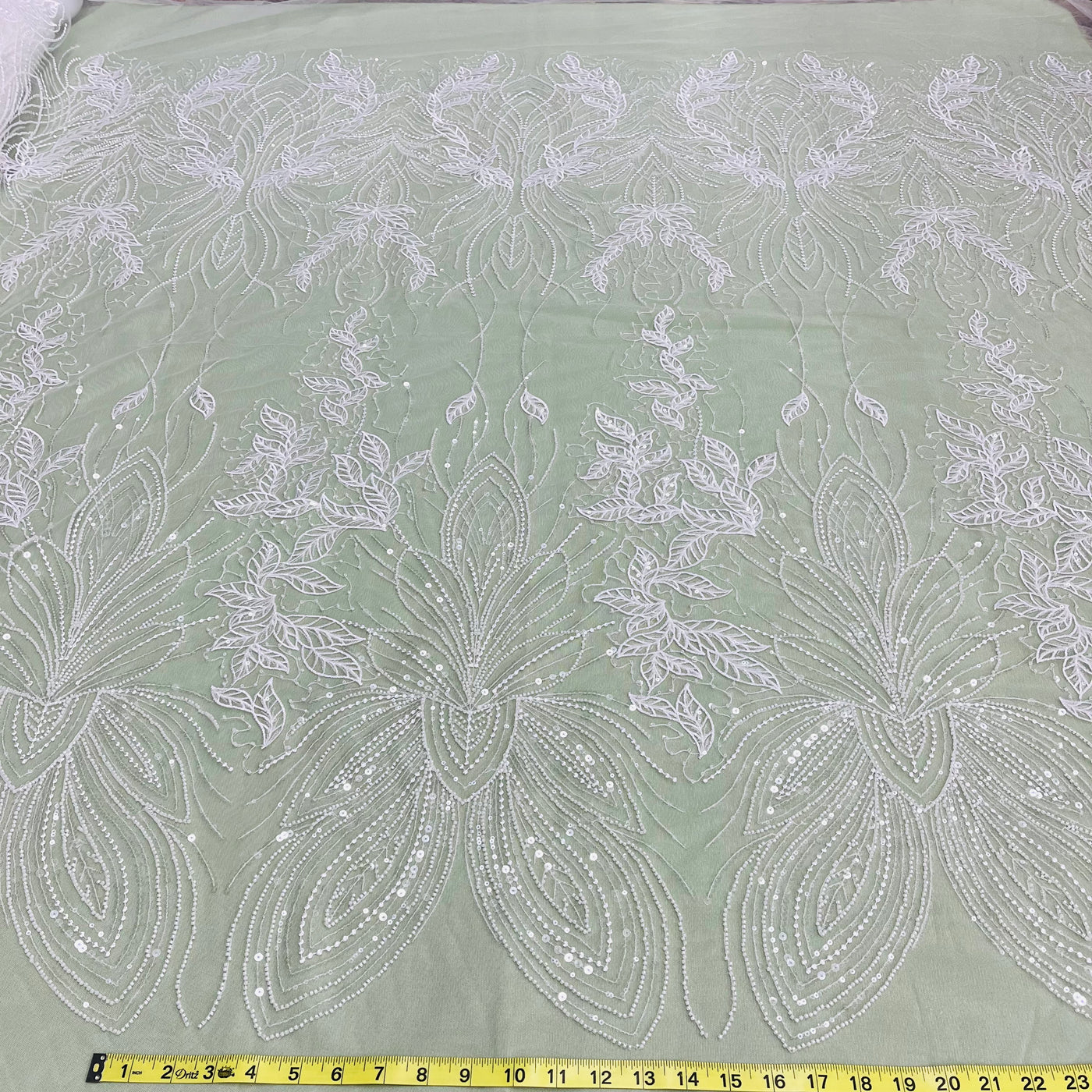 Beaded Lace Fabric Embroidered on 100% Polyester Net Mesh | Lace USA - GD-2918